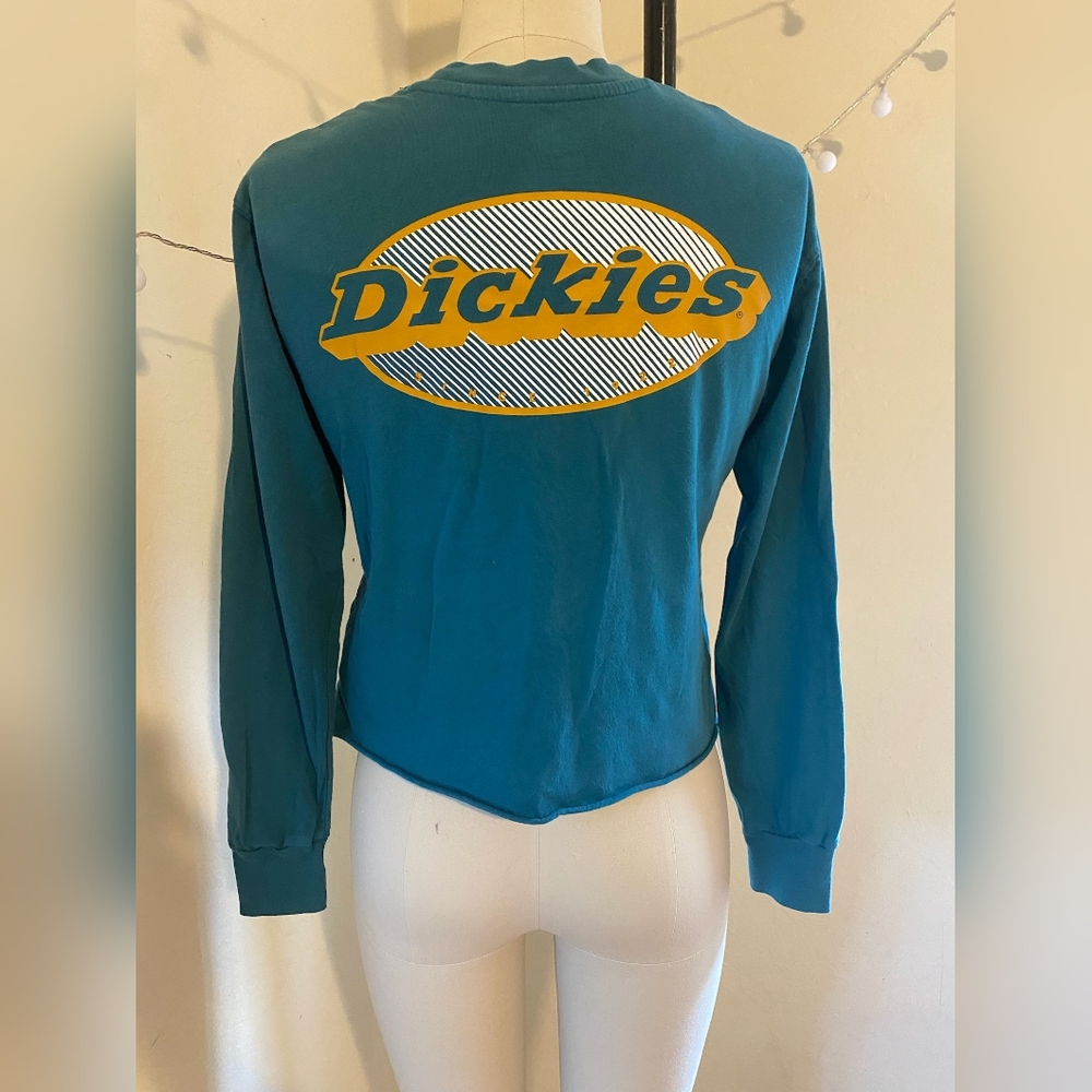 Dickies Girl Deep Sky Long Sleeve Crop Tee - Size XS - 100% Cotton - Picture 2 of 6